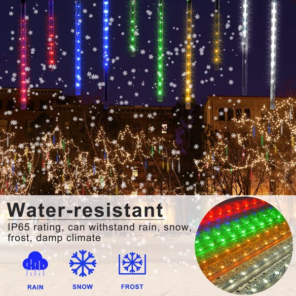 Christmas Meteor Shower Lights Outdoor, 10 tubes 240 LED Meteor Christmas Lights, Falling Rain Lights for Party Tree Holiday Roof Wedding