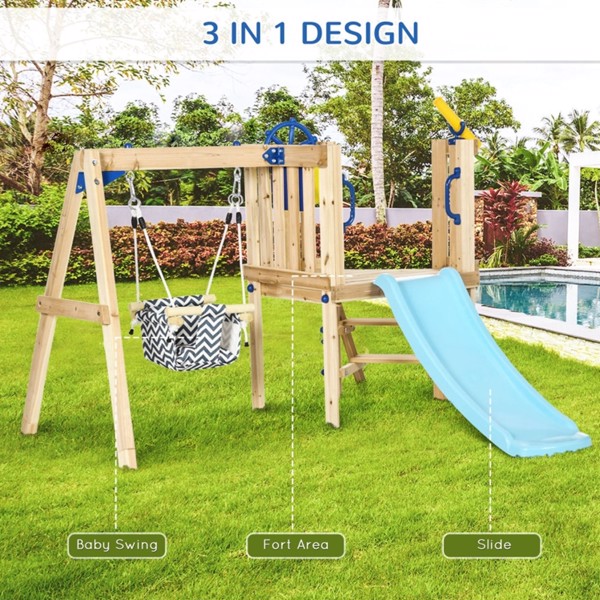 Wooden Swing Set Toddler Slide 