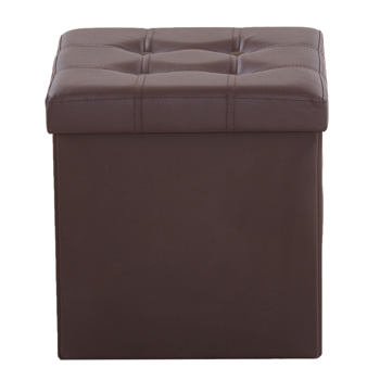 38*38*38cm Pull Point PVC MDF Foldable Storage Footstool Dark Brown