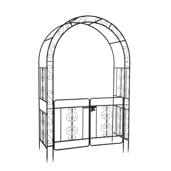 134.5*58.5*213cm Arc Roof Double Layer With Door Wrought Iron Iron Arch Courtyard Black