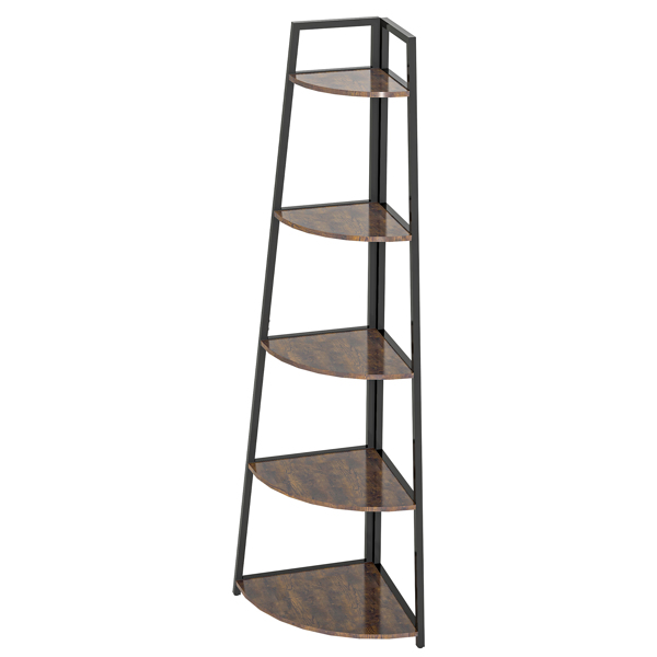5 Tier Corner Bookshelf Multipurpose Shelving Unit Ladder Shelf for Small Space