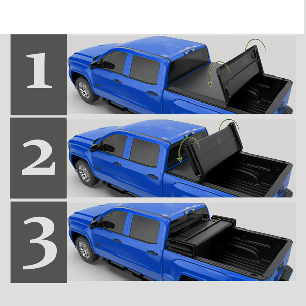 5ft 60" Bed Soft Tri-fold Tonneau Cover for 2016-2023 Toyota Tacoma Truck 3-fold