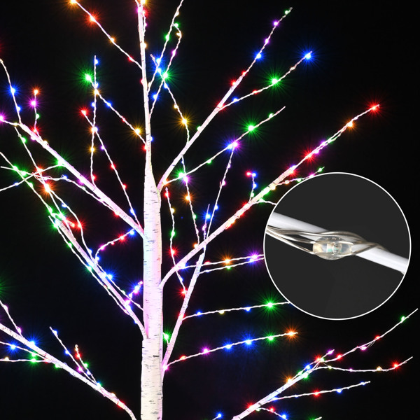 6FT 305 LED Colorful Birch Tree, Color Changing Light Up Tree with Pink Purple Fairy Light Remote, Artificial Christmas White Birch Tree for Indoor Outdoor Holiday Party Home Yard Decoration（No shippi