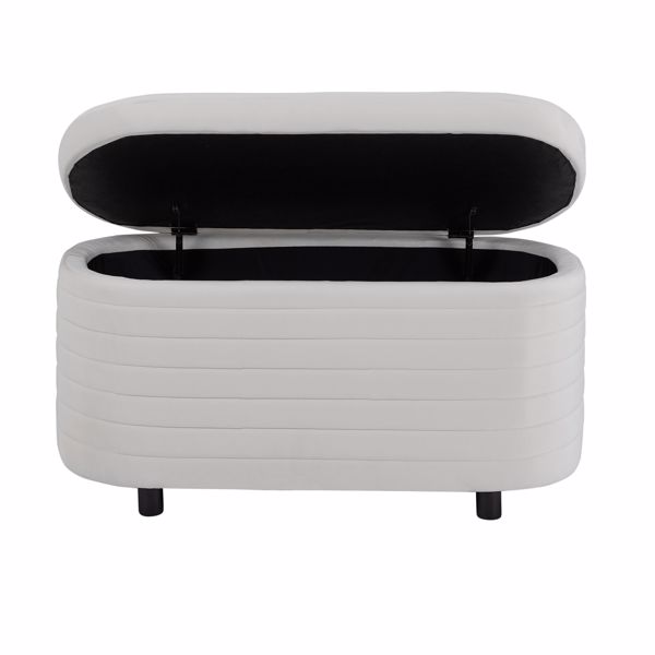Multi-functional storage velvet material sofa bench-White  velvet