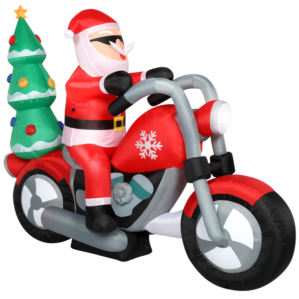 6ft 18W 7 LED Lights Santa Claus Rides Motorcycle Garden Santa Claus Decoration