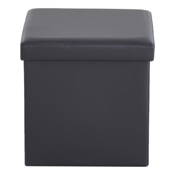 38*38*38cm Glossy PVC MDF Foldable Storage Footstool Black