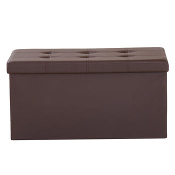 76*38*38cm Glossy Pull Point PVC MDF Foldable Storage Footstool Dark Brown