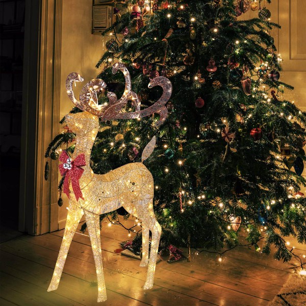 110cm Outdoor Deer Lights Christmas Decorations,   Standing Reindeer with 150 Warm White LED Lights for Indoor Outdoor Holiday Decor（No shipping on weekends.）