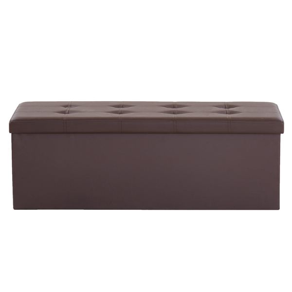 110*38*38cm Glossy Pull Point PVC MDF Foldable Storage Footstool Dark Brown