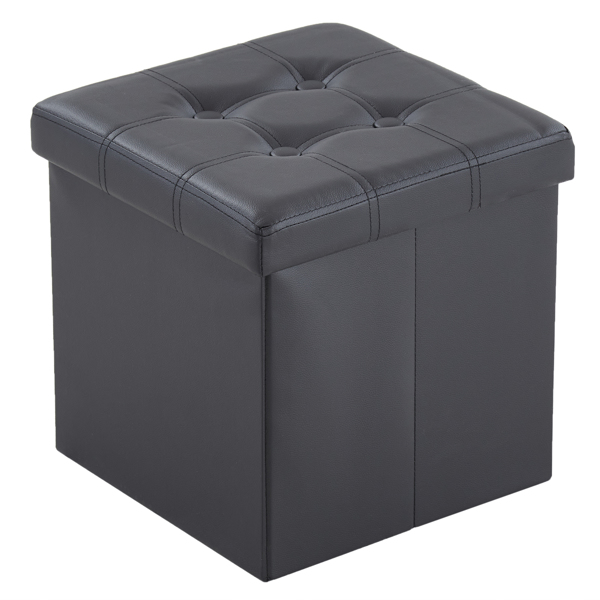 FCH 38*38*38cm Pull Point PVC MDF Foldable Storage Footstool Black