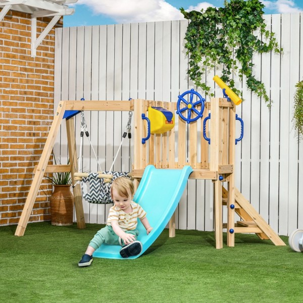 Wooden Swing Set Toddler Slide 