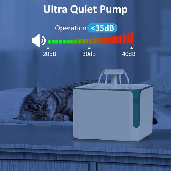 Cat Water Fountain, Automatic Cat Fountain 3L/101oz, Dog Water Dispenser with Adjustable Pump, Cat Drinking Fountains with 2 Filters,  （FBA shipping,  not using Amazon logistics）