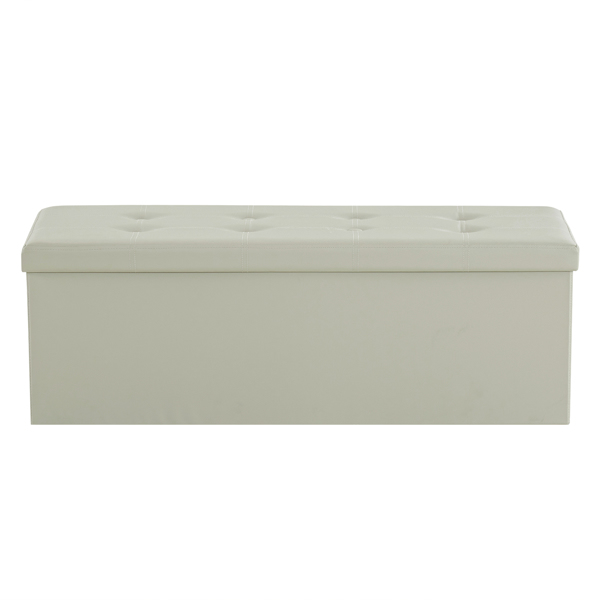 110*38*38cm Glossy Pull Point PVC MDF Foldable Storage Footstool Oak Gray