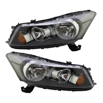 Headlights Black Housing Clear Lens Turn Signal for 2008-2012 Honda Accord Sedan