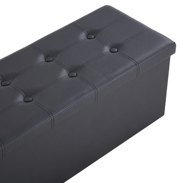 FCH 110*38*38cm Glossy Pull Point PVC MDF Foldable Storage Footstool Black