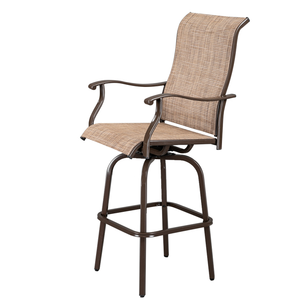 2pcs Wrought Iron Swivel Bar Chair Patio Swivel Bar Stools Brown （ONLY chair）