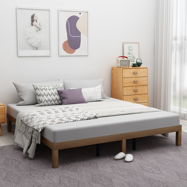 Queen Size Wood Platform Bed Frame,No Box Spring Needed,Strong Wood Slat Support, Easy Assembly
