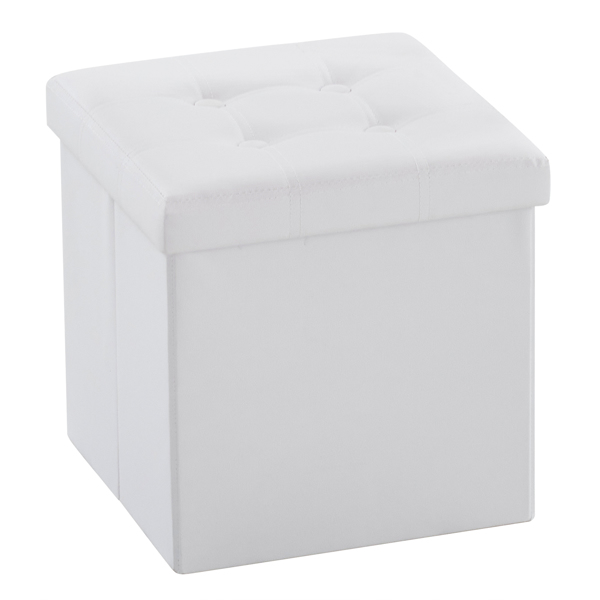 38*38*38cm Pull Point PVC MDF Foldable Storage Footstool White