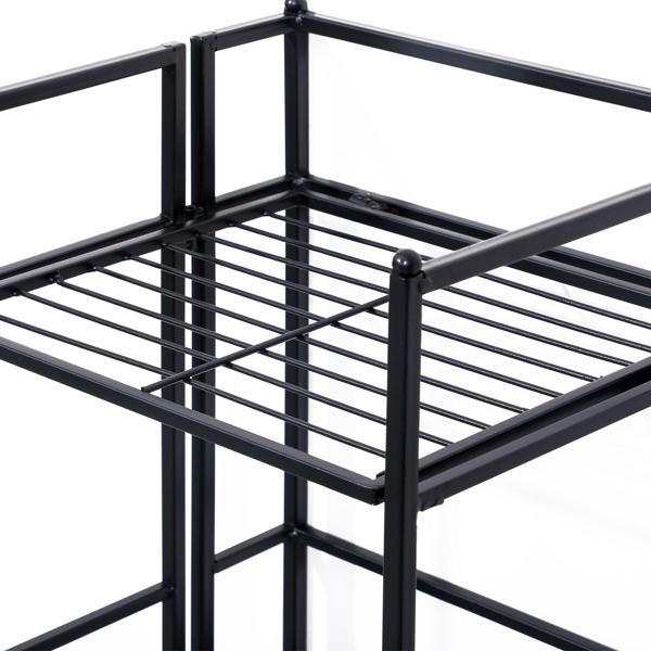 3 Tier Wide Folding Metal Shelf Black