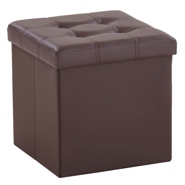 FCH 38*38*38cm Pull Point PVC MDF Foldable Storage Footstool Dark Brown