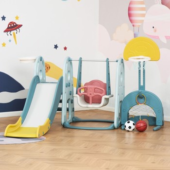 Swing Set Toddler Slide Blue/ White/ Yellow 