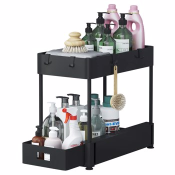 2-layer storage rack can be used for storage and storage under the sink. The bathroom can be stored under the sink, with a single-layer pull-out cabinet. （it isn\\'t able to ship on weekend）