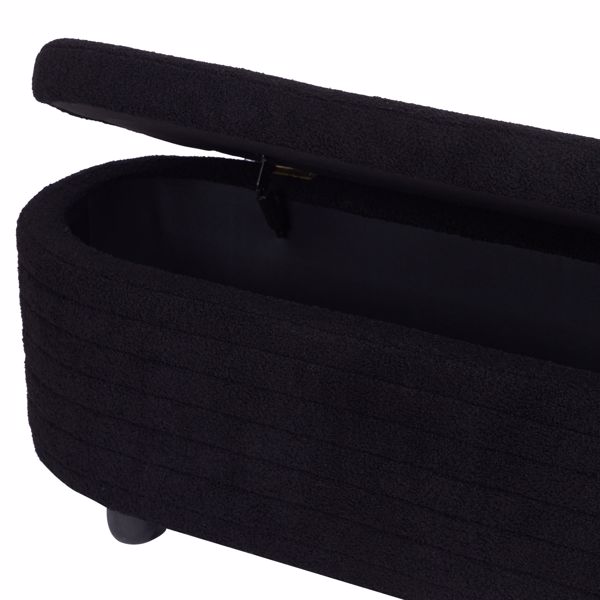 Multi-functional storage teddy fleece material sofa bench-Black  teddy fleece
