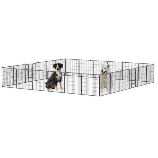 32" Outdoor Fence Heavy Duty Dog Pens 24 Panels Temporary Pet Playpen with Doors 