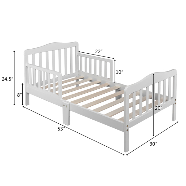 Wooden Baby Toddler Bed Children Bedroom Furniture with Safety Guardrails White  Replacement code: 98026167