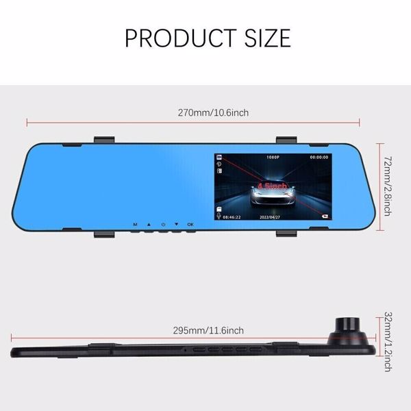 1080P Rearview Mirror Car DVR Dual Dash Cam Camera Front Rear HD Video Recorder