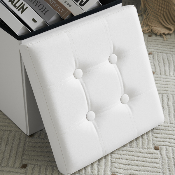 38*38*38cm Pull Point PVC MDF Foldable Storage Footstool White