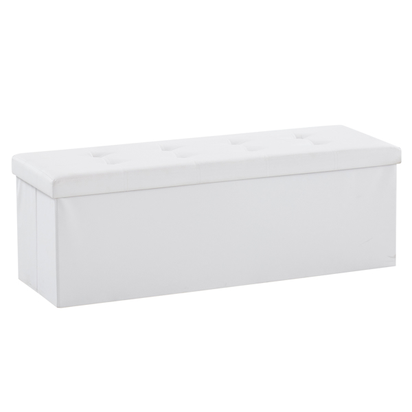 FCH 110*38*38cm Glossy Pull Point PVC MDF Foldable Storage Footstool White