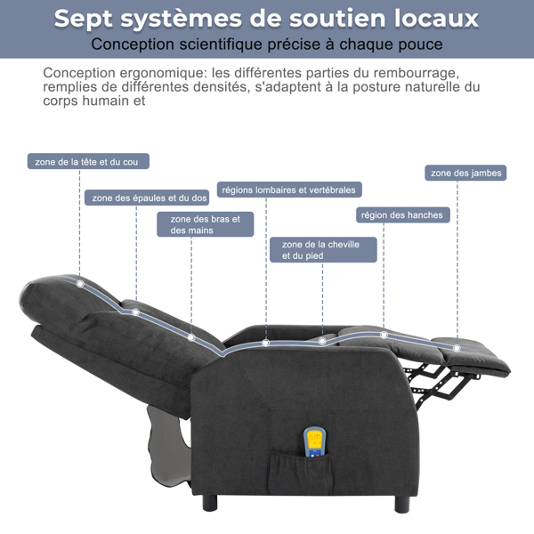 黑色 织物 带6点按摩1点加热功能 120.00kg 电动躺椅 欧规 BRC-001-2