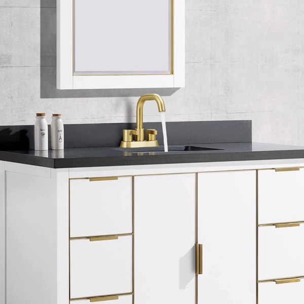 Bathroom Faucet 2 Handle 4 Inch Centerset Bathroom Sink Faucets 3 Hole with Pop Up Drain and Water Supply Lines, Brushed Gold[Unable to ship on weekends, please place orders with caution]