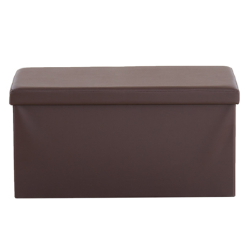 76*38*38cm Glossy PVC MDF Foldable Storage Footstool Dark Brown