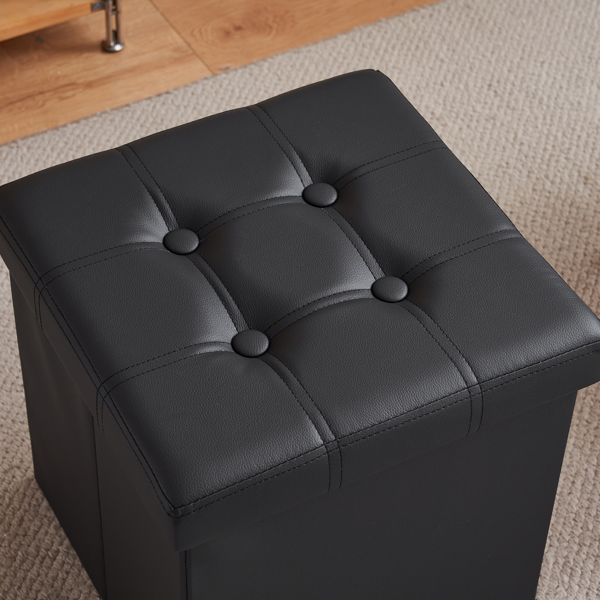 FCH 38*38*38cm Pull Point PVC MDF Foldable Storage Footstool Black