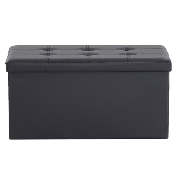 FCH 76*38*38cm Glossy Pull Point PVC MDF Foldable Storage Footstool Black