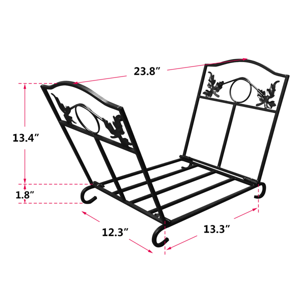 Folding Log Storage Rack, Log Holder Firewood Racks,Black