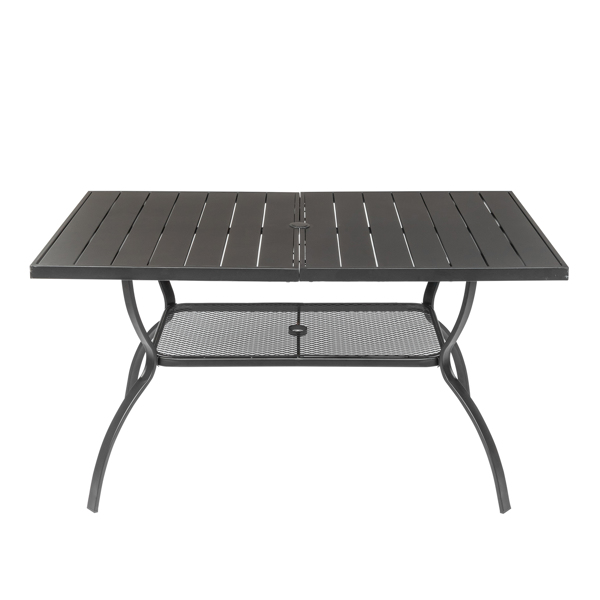 60*38*28.5in Iron With Umbrella Hole Patio Bar Table Black