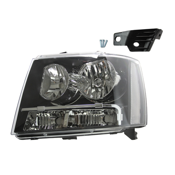 FOR 07-14 CHEVY TAHOE SUBURBAN BLACK HOUSING CLEAR CORNER HEADLIGHT HEAD LAMPS