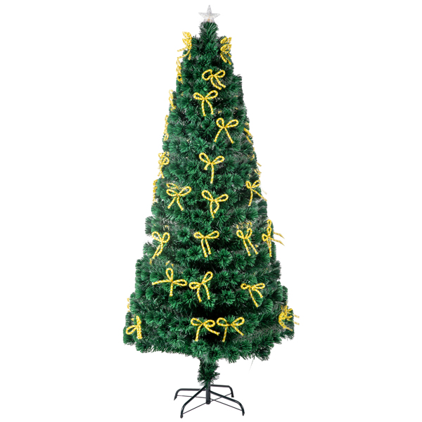 6.5ft Pre-Lit Fiber Optical Christmas Tree with Bow Shape Color Changing Led Lights&260 Branch Tips