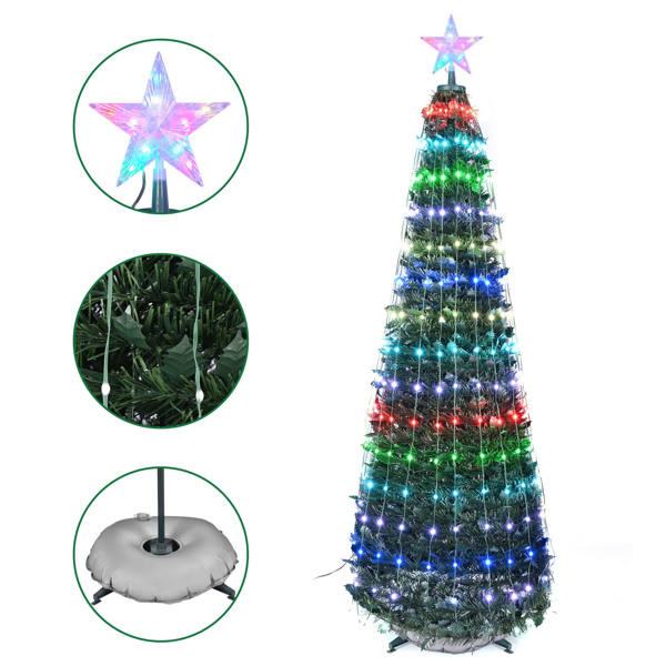 6 ft Pre-lit Artificial Christmas Tree with lighted star finial & 282 pcs RGB fairy LED lights for holiday decoration,christmas decoration（No shipping on weekends.）