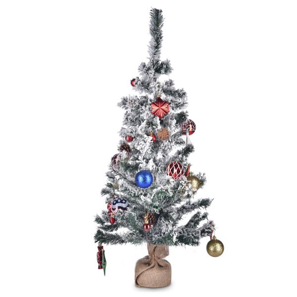 3 ft covering 90 branch tips Artificial  flocking snow Christmas Tree  for Holiday Decoration（No shipping on weekends.）