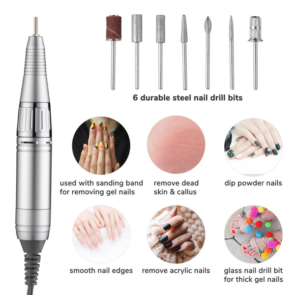 Electric Professional Nail Drill Kit - rose gold color with mirrored for manicure lovers, home, car, trip, nail salons, nail schools, nail parties, Christmas gift,Gift Set（No shipping on weekends.）