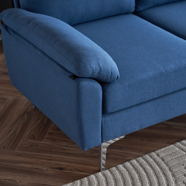  280 *140 *86cm L-Shaped Glossy With Iron Legs 4-Seater Indoor Modular Sofa Blue