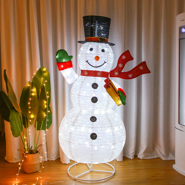 6ft 200 Lights 10% Flash Bubble 30v 3.6w Hand Holding Gift Box Retractable Snowman Garden Snowman Decoration 