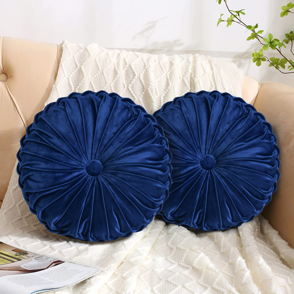 2 PCS Pumpkin Pleated Round Throw Pillows for Chair Sofa Home Decor