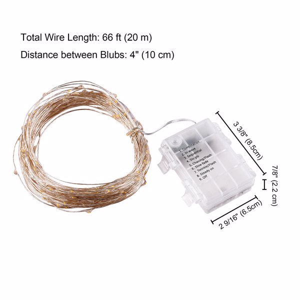 66ft 200 LED Christmas String Lights Indoor Outdoor Waterproof, Warm White Christmas Lights Clear Wire, 8 Modes Twinkle Lights Plug in for Tree Room Bedroom Wedding Fall Decorations（No shipping on wee