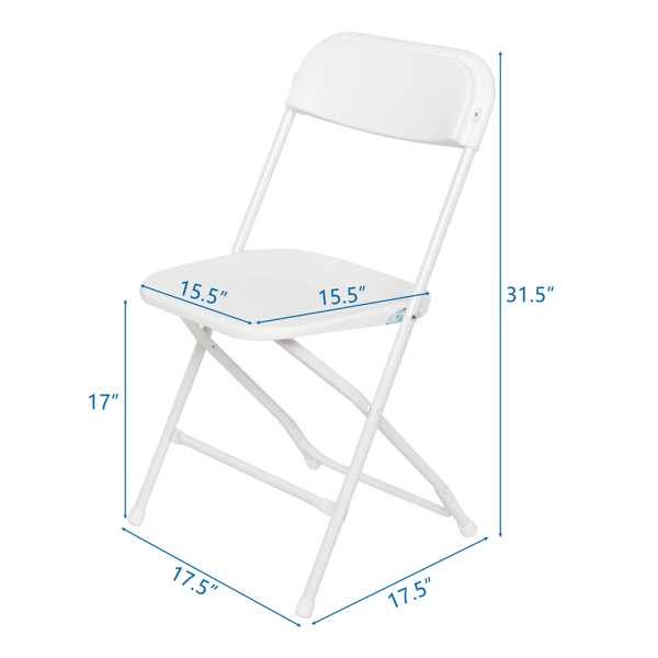 6pcs Injection Molding Classic Garden Plastic Folding Chair White