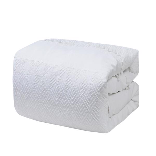 7 Pieces White Jacquard Luxury Retro Style Comforter Set-Queen King Size